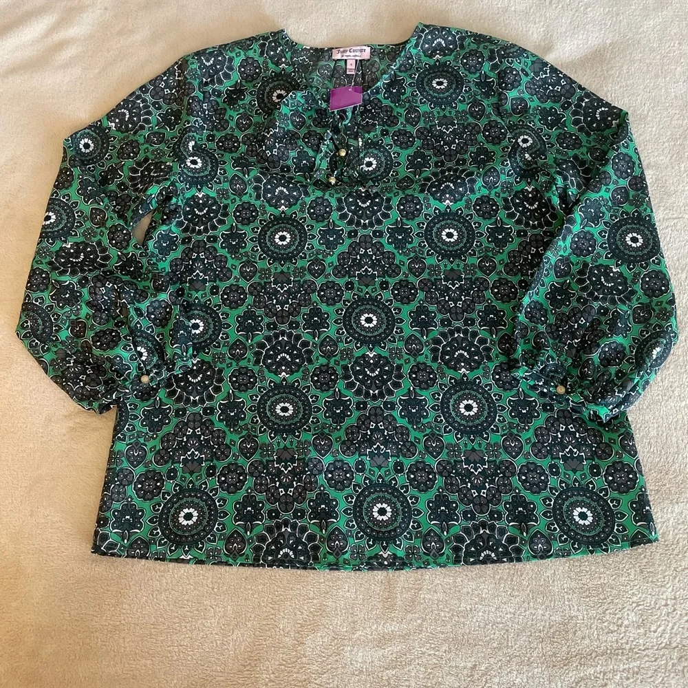 Juicy Couture Tie Front Floral Blouse - Size 4 - Picture 6 of 10